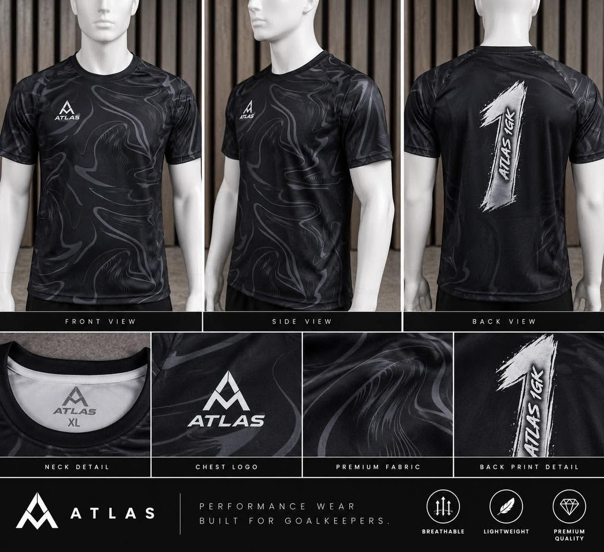 ATLAS 1GK Black Marble Performance T-Shirt