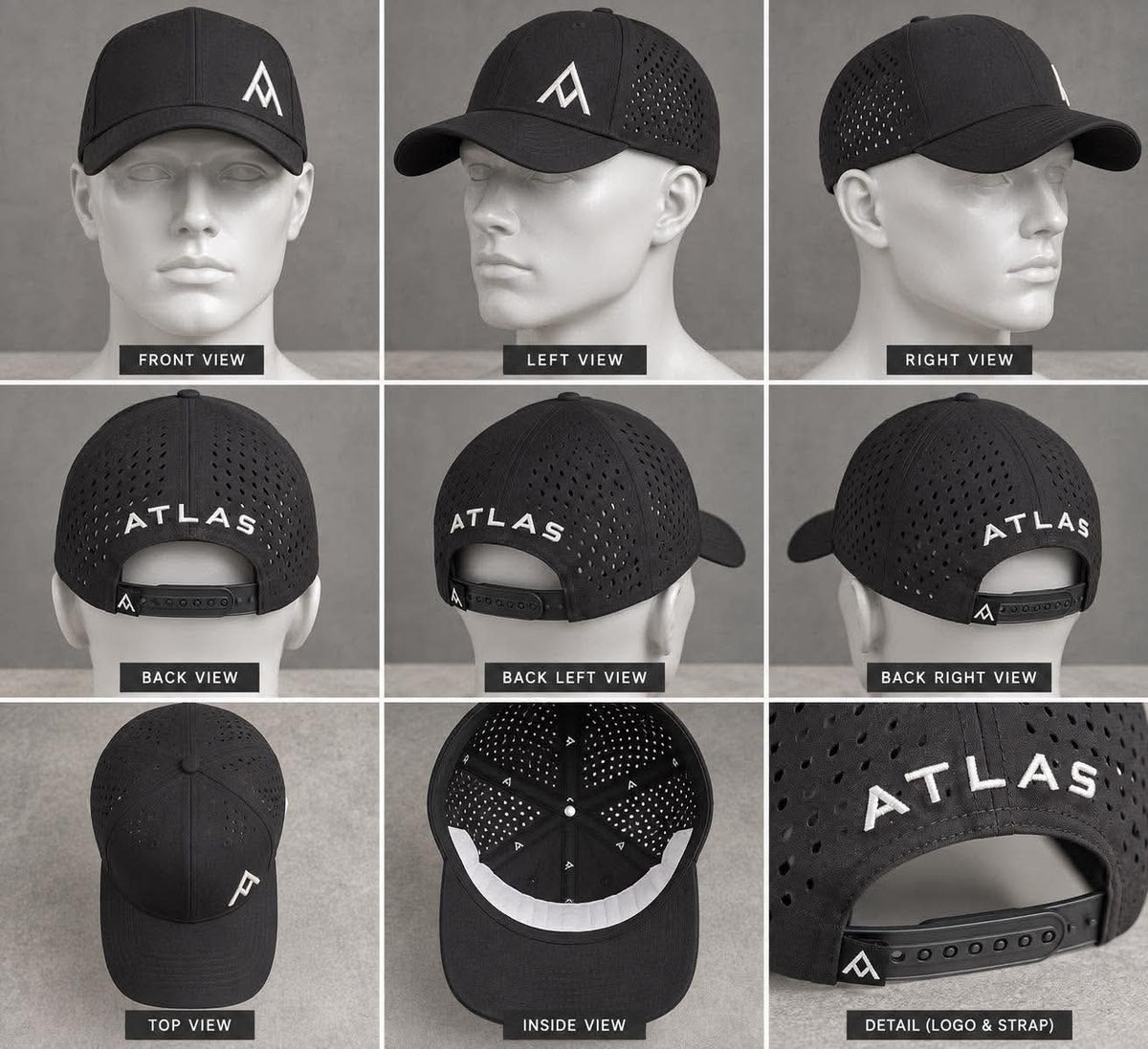 ATLAS Black Baseball Cap